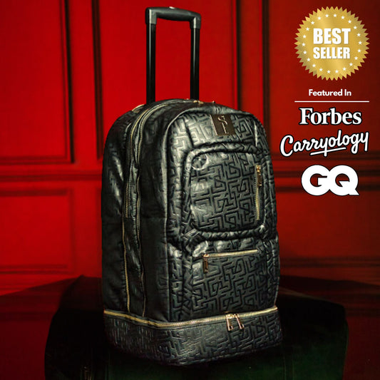 Black Monogram Leather Carry - On Roller Bag - Lucid Soles