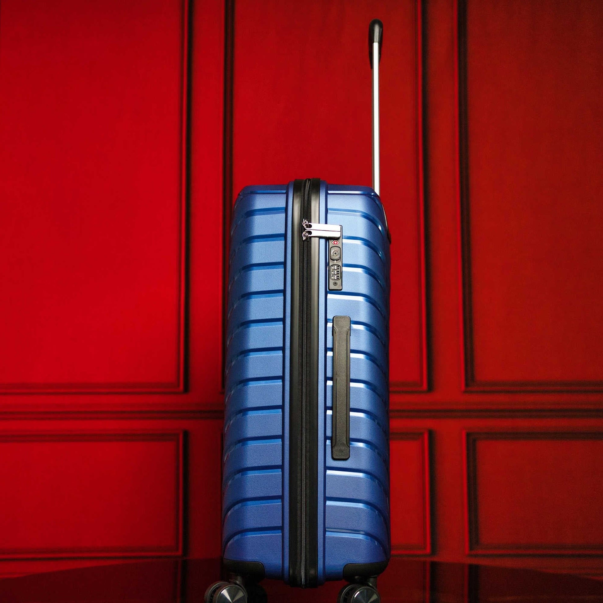 20 - inch Blue Carry - On Hardcase Roller Luggage with 360° Wheels - Lucid Soles