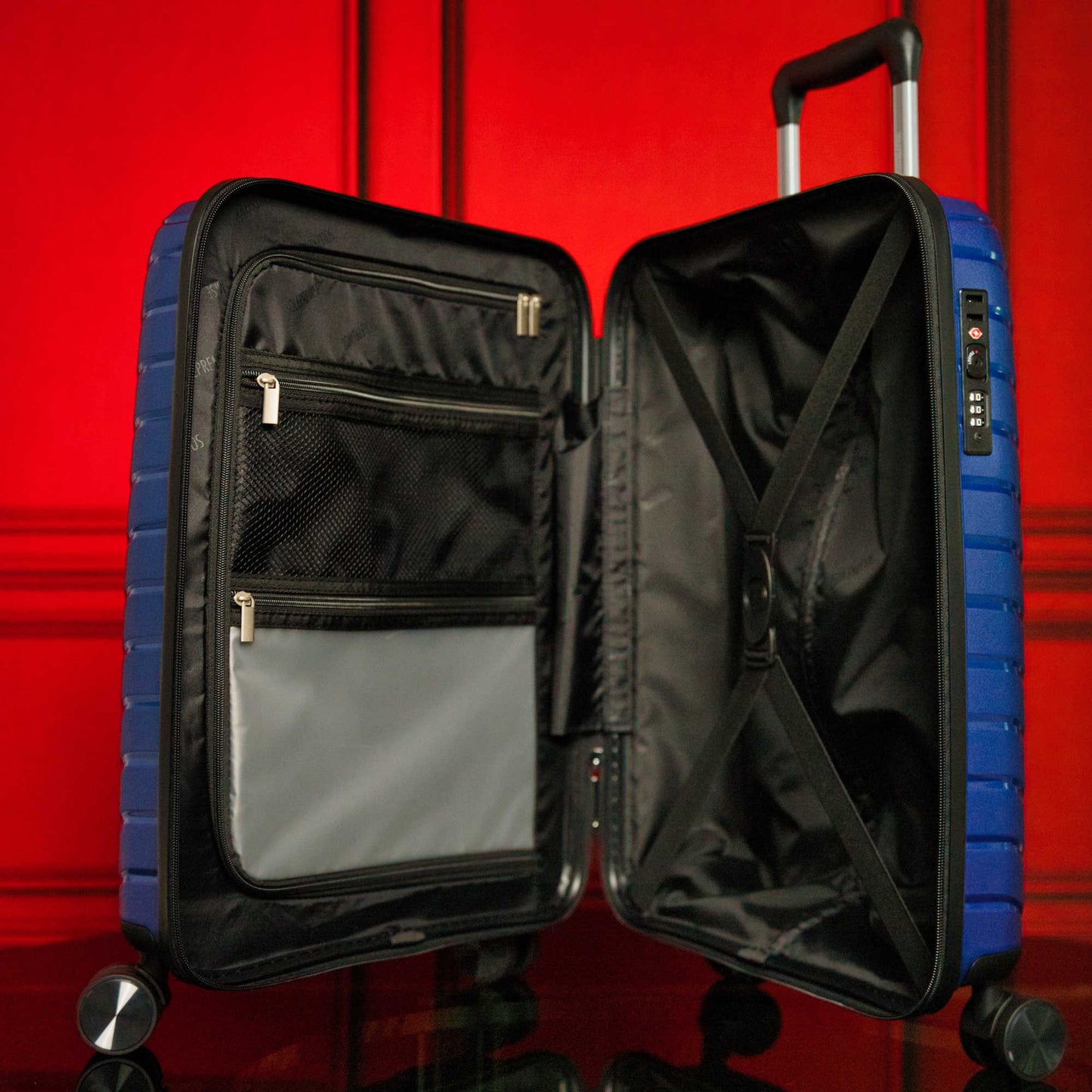 20 - inch Blue Carry - On Hardcase Roller Luggage with 360° Wheels - Lucid Soles