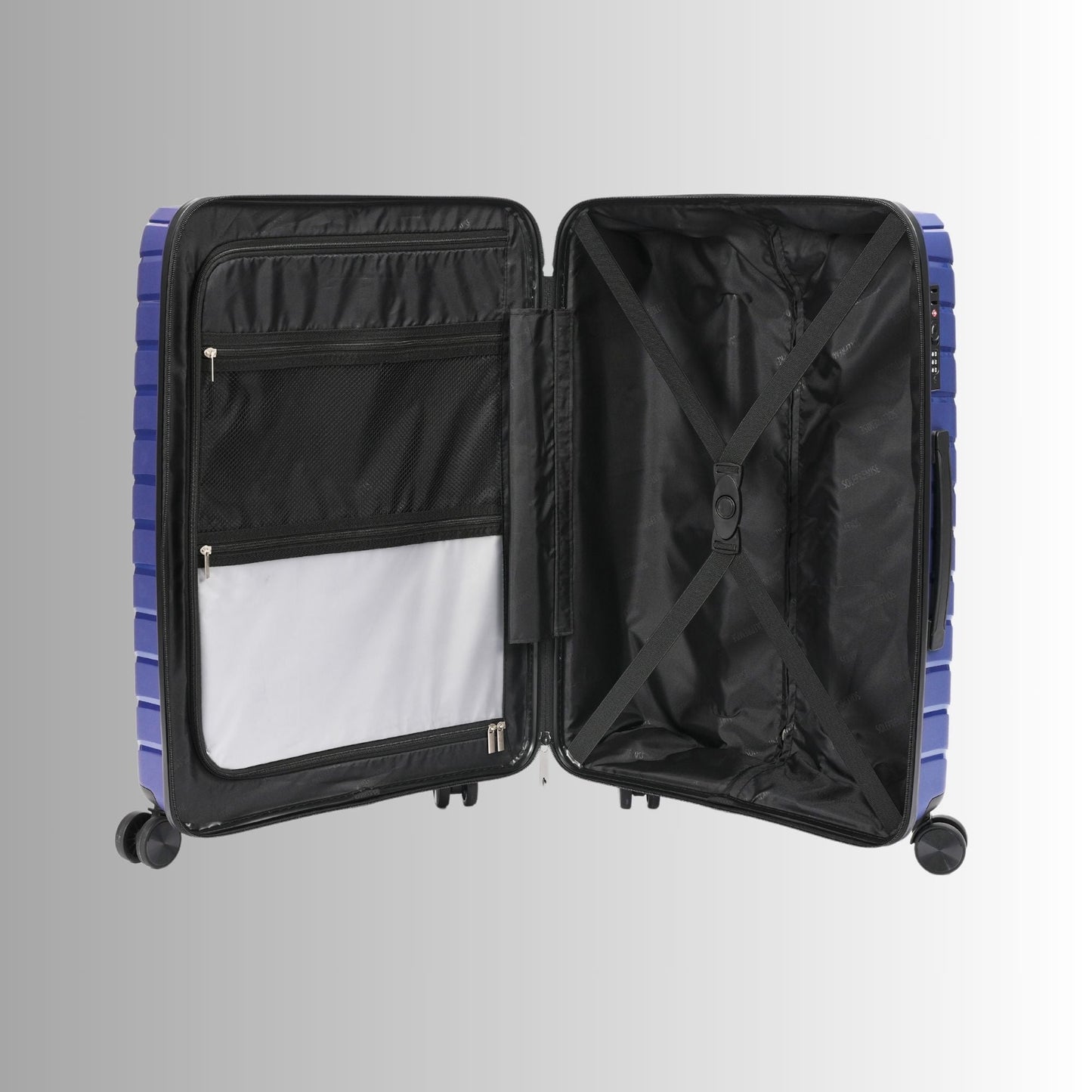 20 - inch Blue Carry - On Hardcase Roller Luggage with 360° Wheels - Lucid Soles