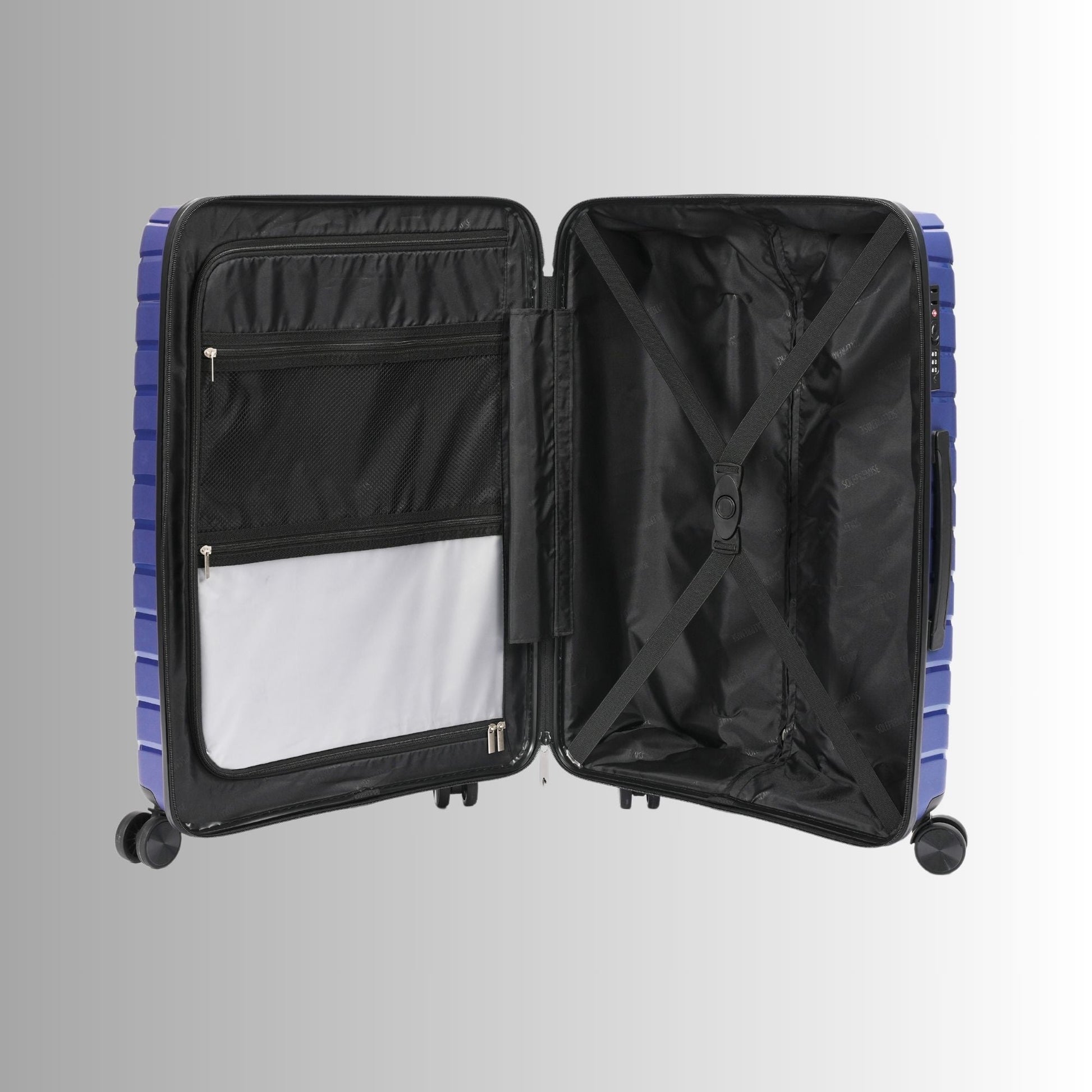 20 - inch Blue Carry - On Hardcase Roller Luggage with 360° Wheels - Lucid Soles