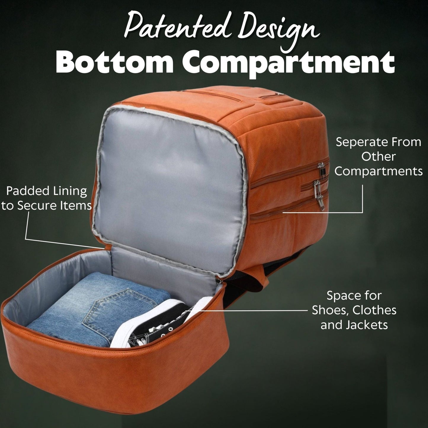 Brown Leather Patented Carry - on Bag (XL Design) - Lucid Soles