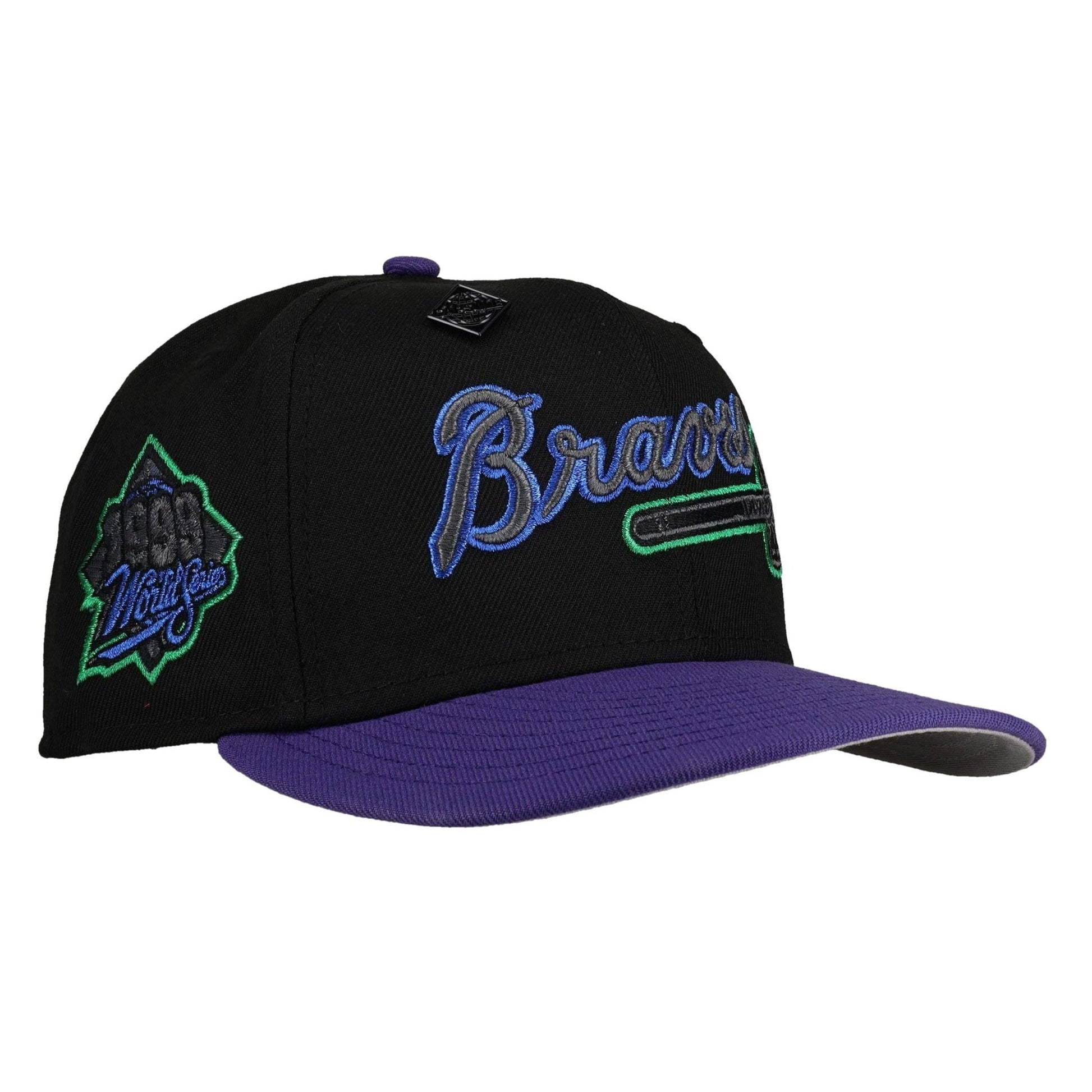 Atlanta Braves 1999 World Series Black/Purple Metallic 59Fifty Fitted Hat - Lucid Soles