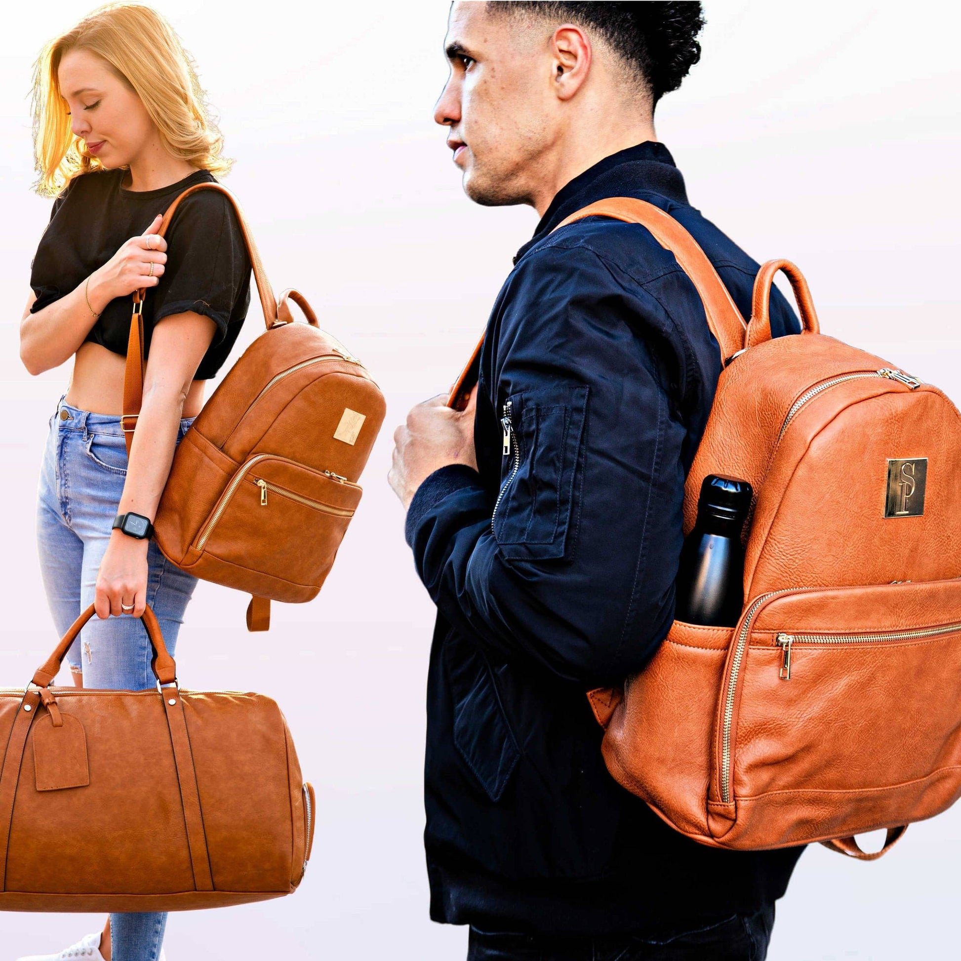 Brown Leather Carrier Backpack - Lucid Soles