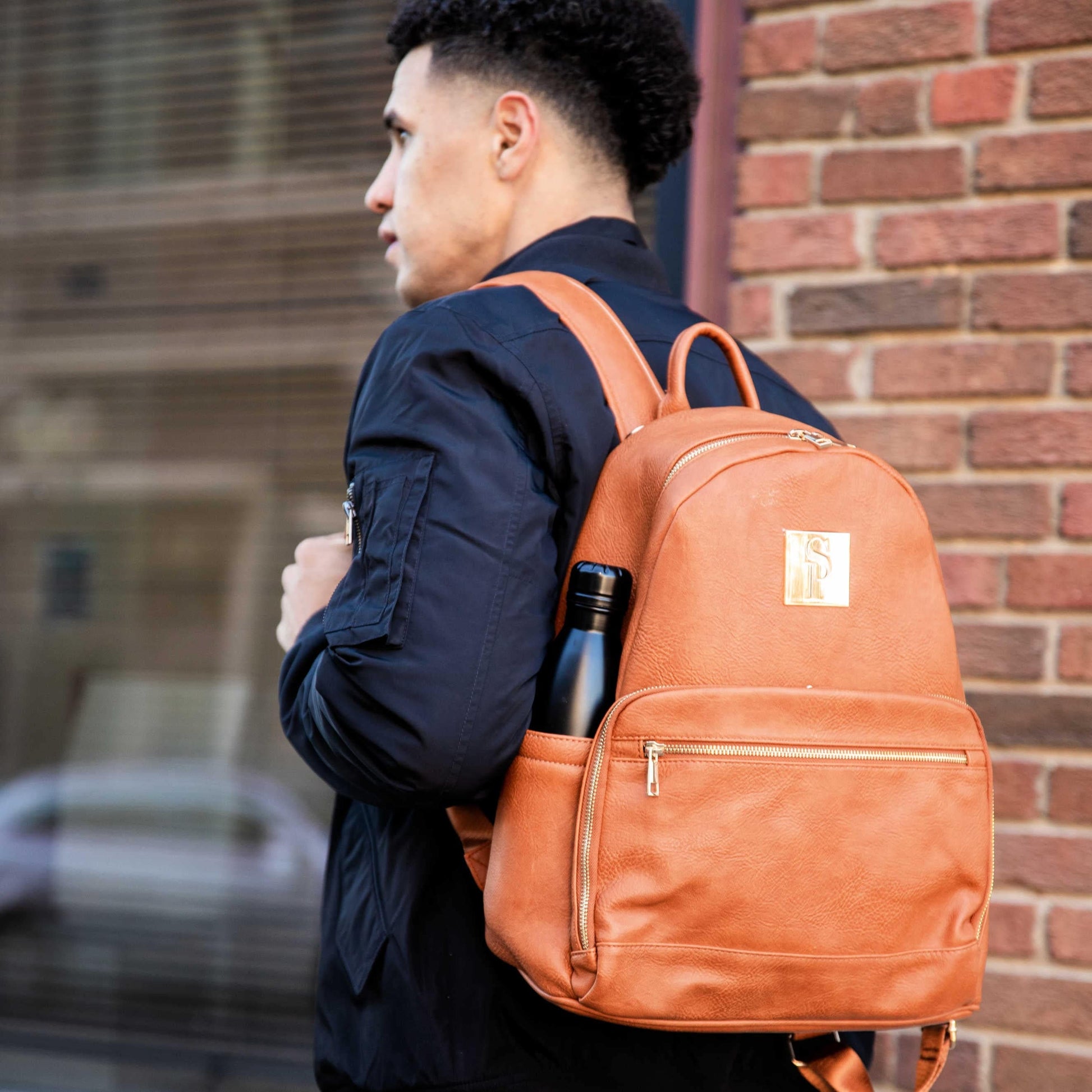 Brown Leather Carrier Backpack - Lucid Soles