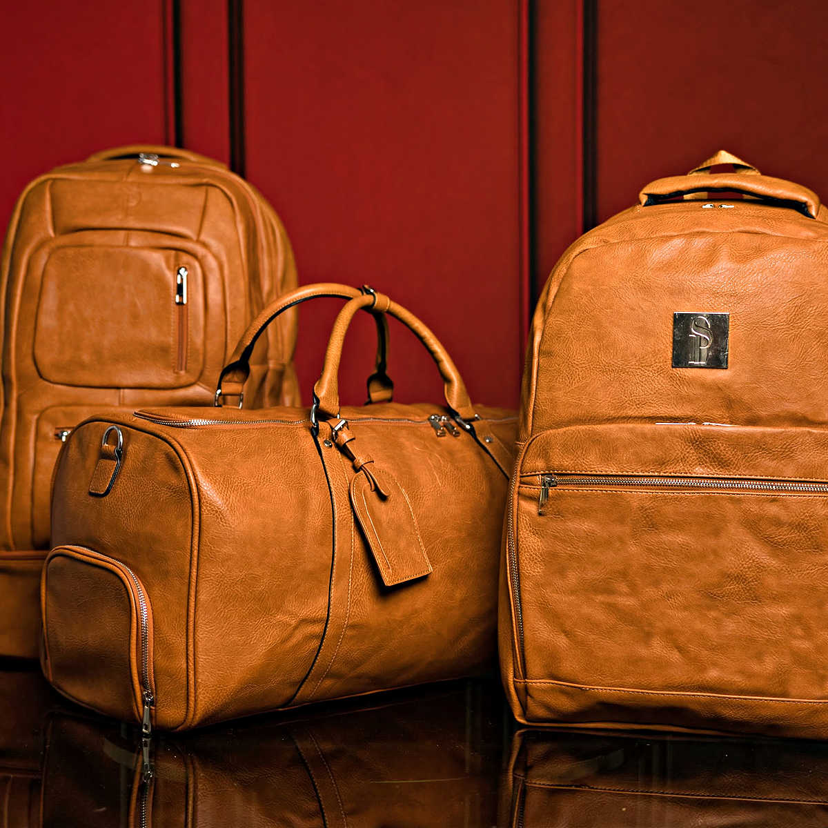 Brown Tumbled Leather 3 Bag Set - Lucid Soles