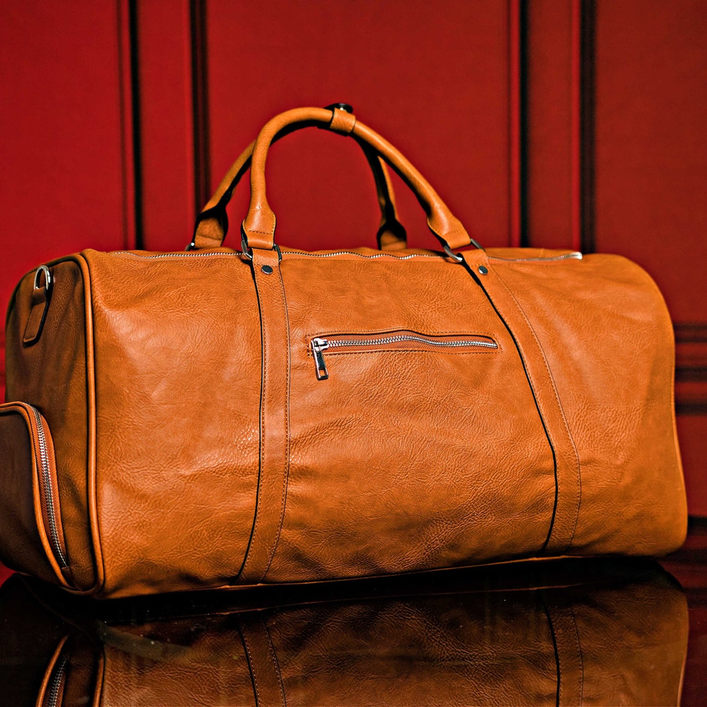 Brown Tumbled Leather 2 Bag Set (Commuter Backpack and Duffle Bag) - Lucid Soles