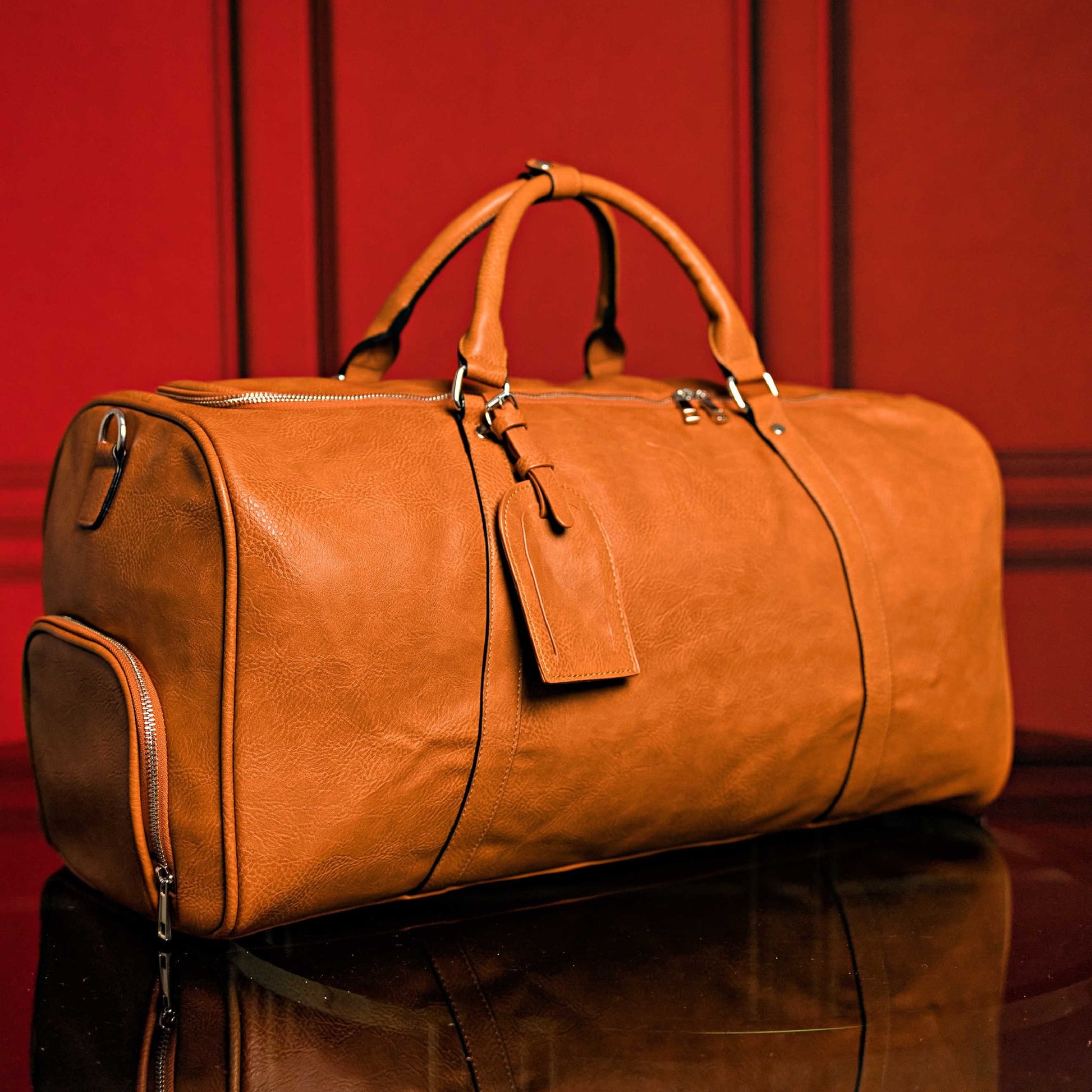 Brown Tumbled Leather 2 Bag Set (Commuter Backpack and Duffle Bag) - Lucid Soles