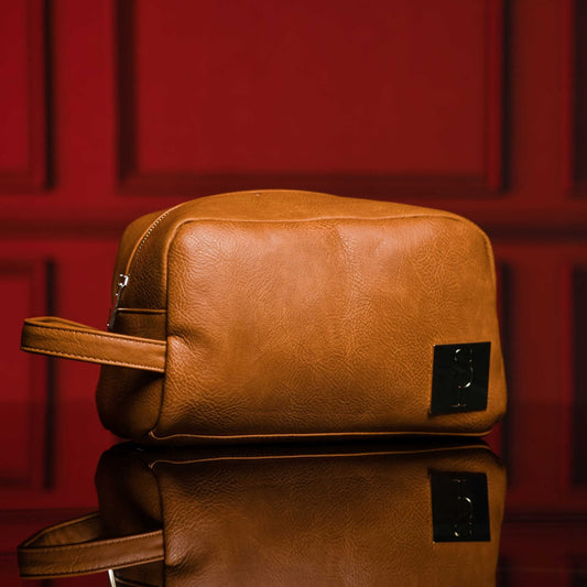 Brown Leather Toiletry Bag - Lucid Soles
