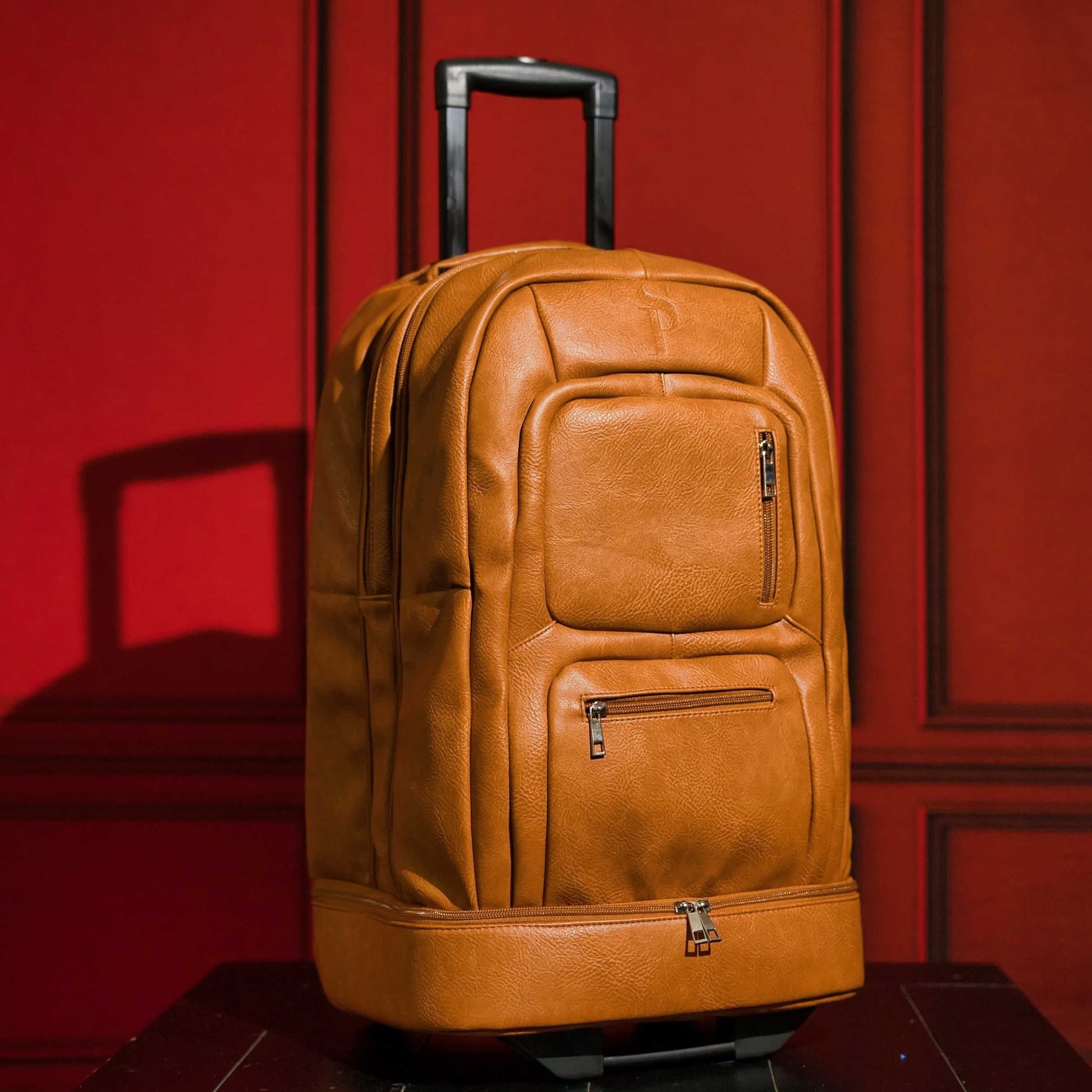Brown Leather Roller Carry - on Set - Lucid Soles