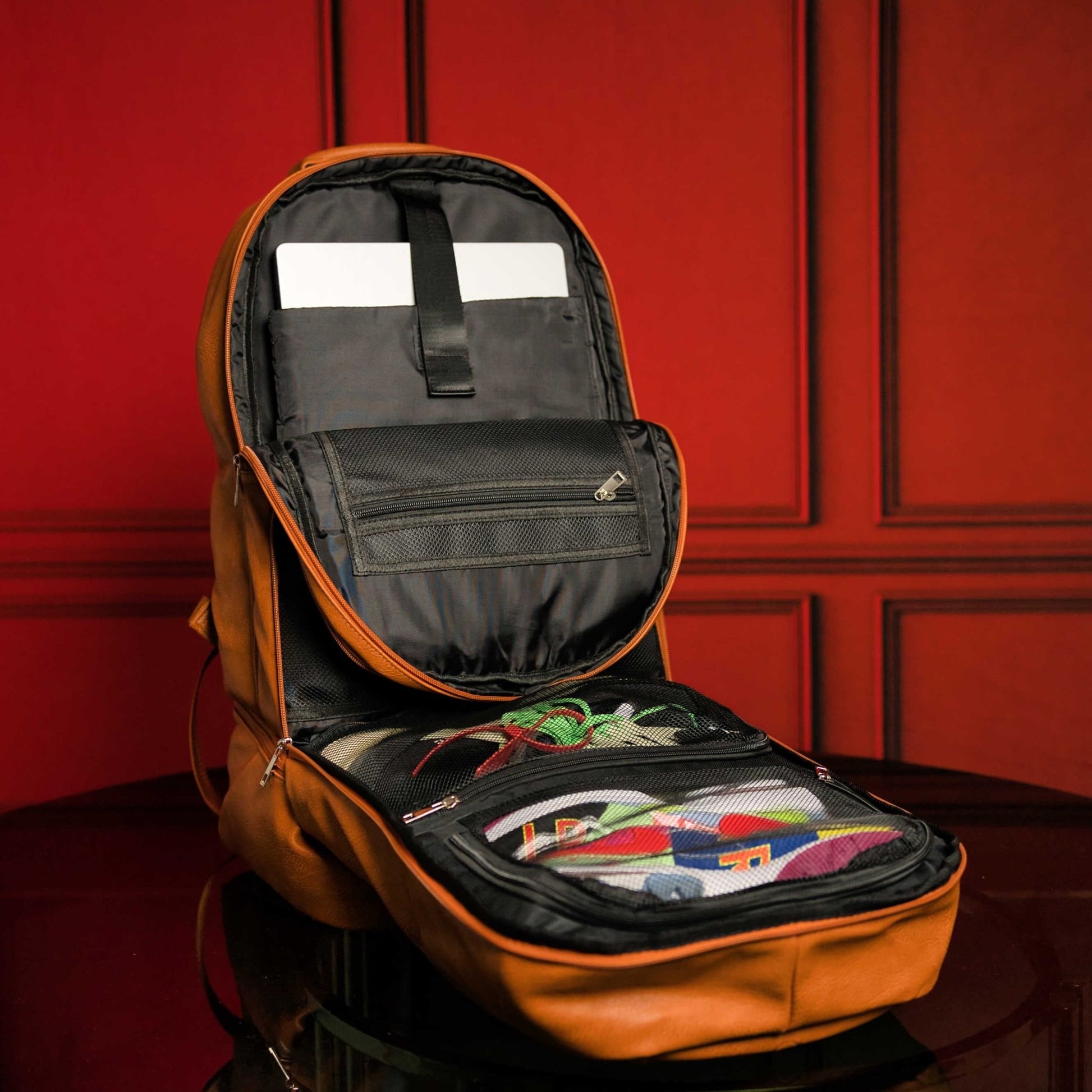 Brown Tumbled Leather Signature Bag Set (Signature Backpack and Duffle Bag) - Lucid Soles