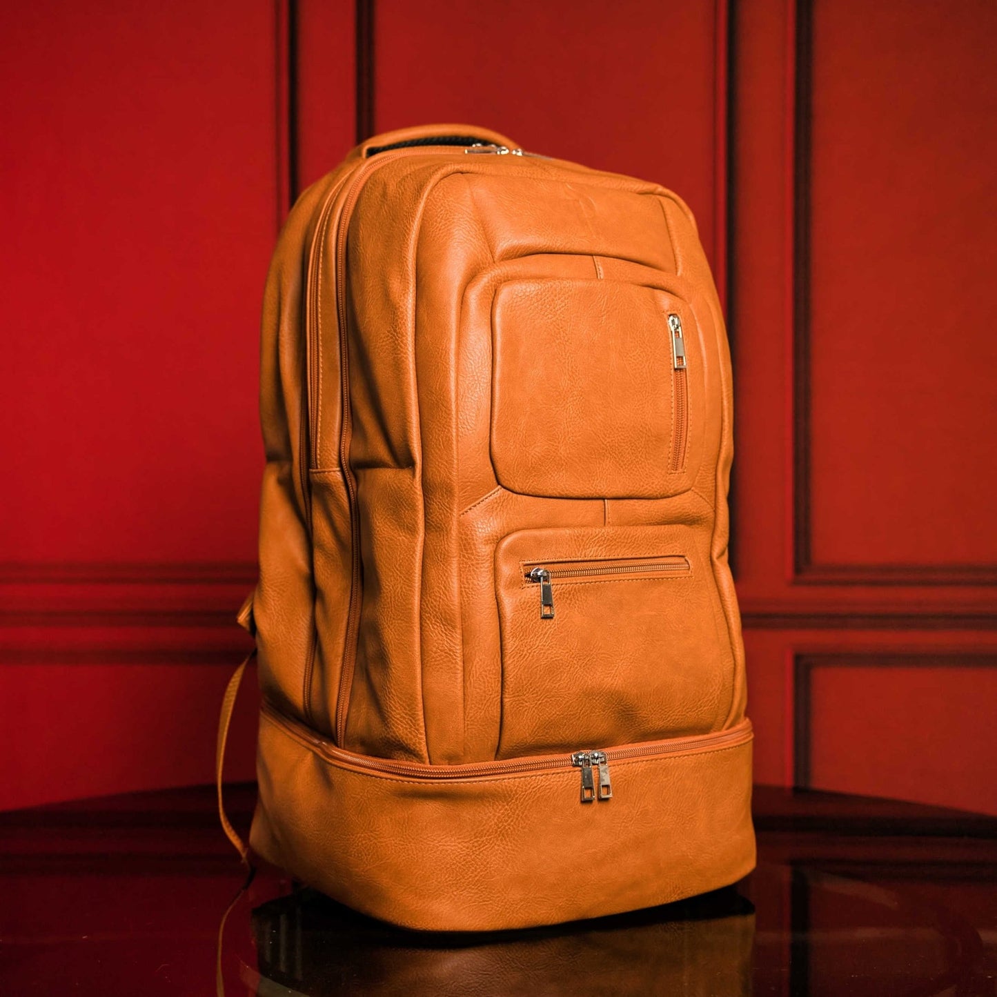 Brown Tumbled Leather Signature Bag Set (Signature Backpack and Duffle Bag) - Lucid Soles