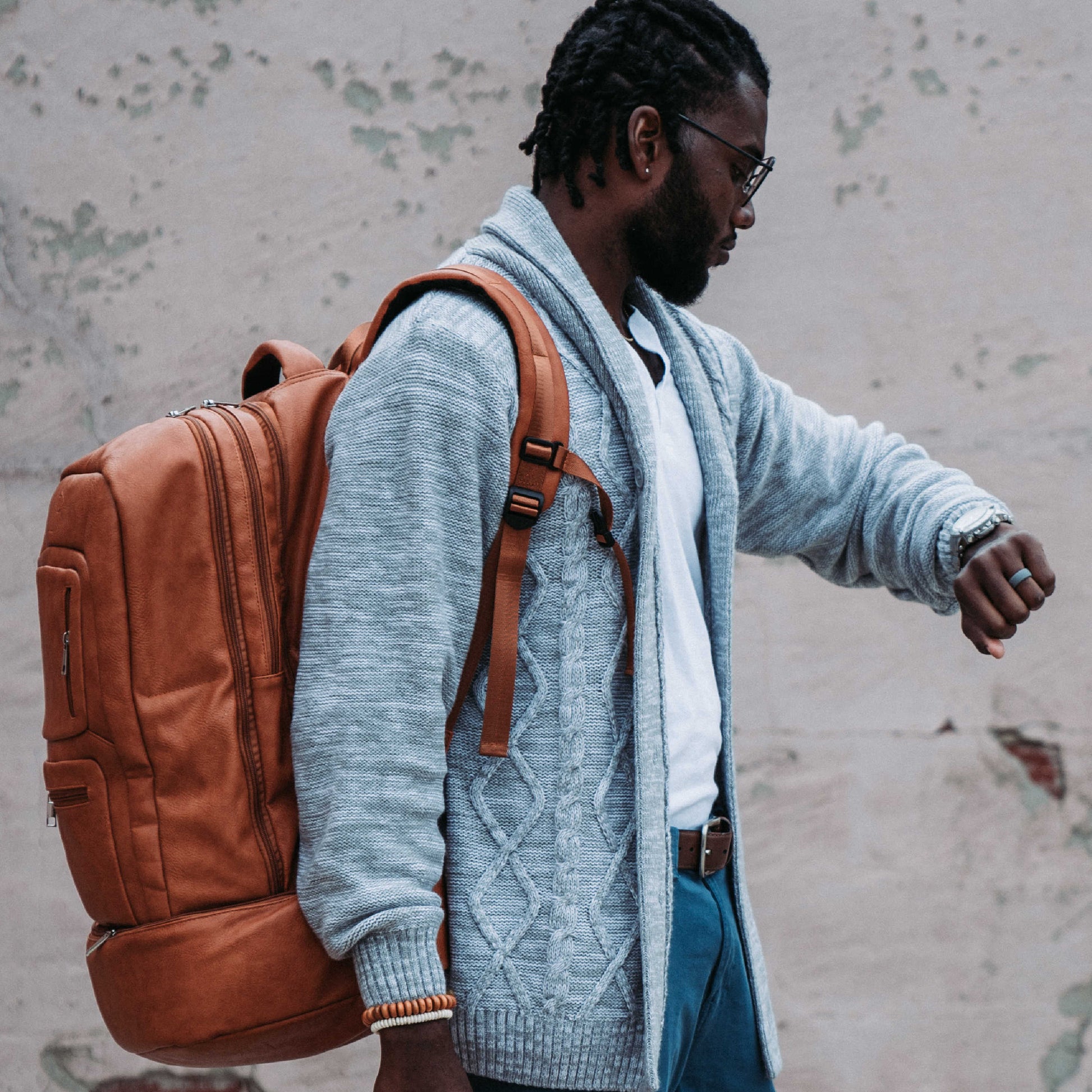 Brown Leather Luxury Patented Carry - On Bag - Lucid Soles