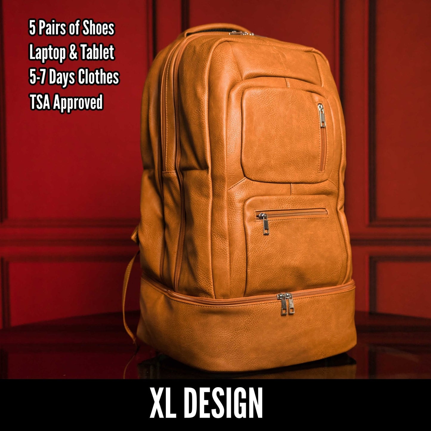 Brown Leather Patented Carry - on Bag (XL Design) - Lucid Soles