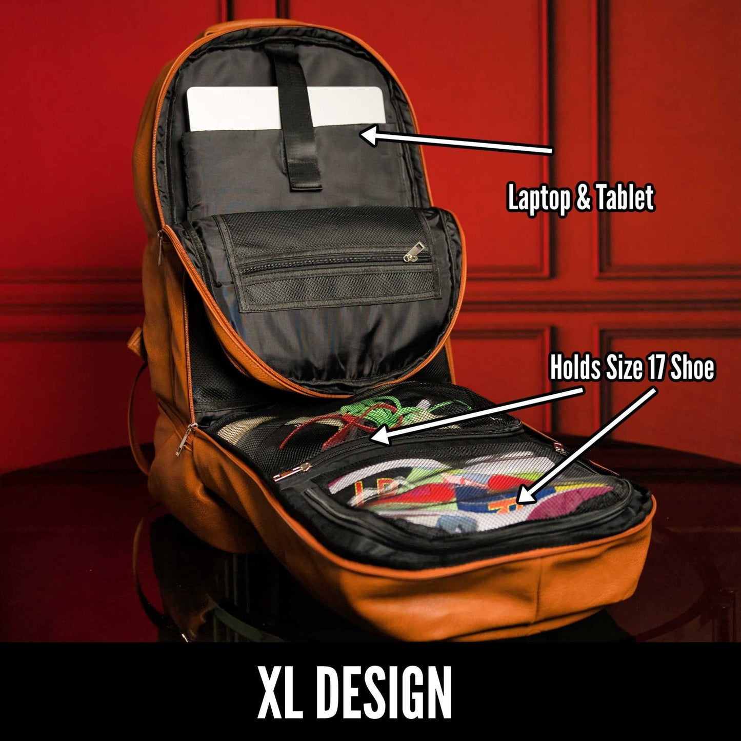 Brown Leather Patented Carry - on Bag (XL Design) - Lucid Soles