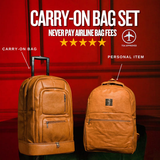 Brown Leather Roller Carry - on Set - Lucid Soles