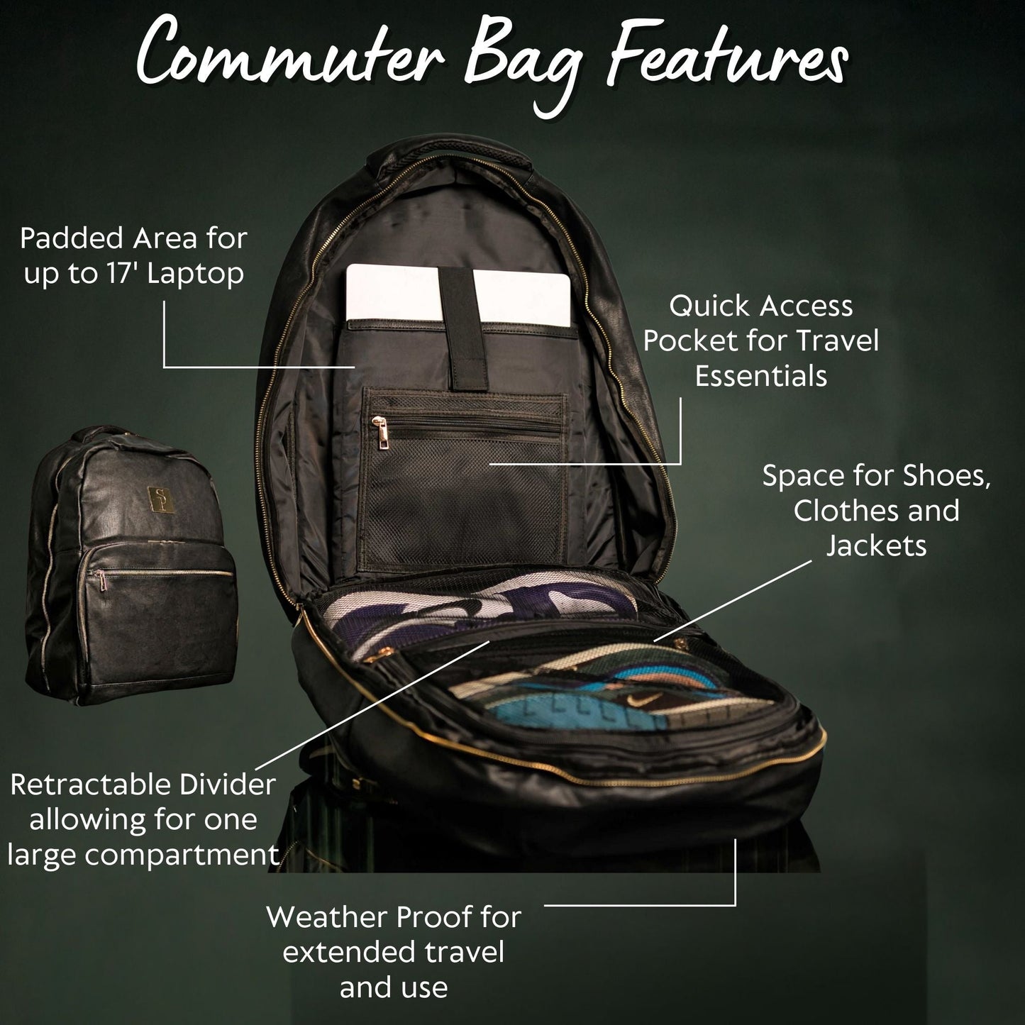 Black Leather Daily Commuter Bag XL - Lucid Soles