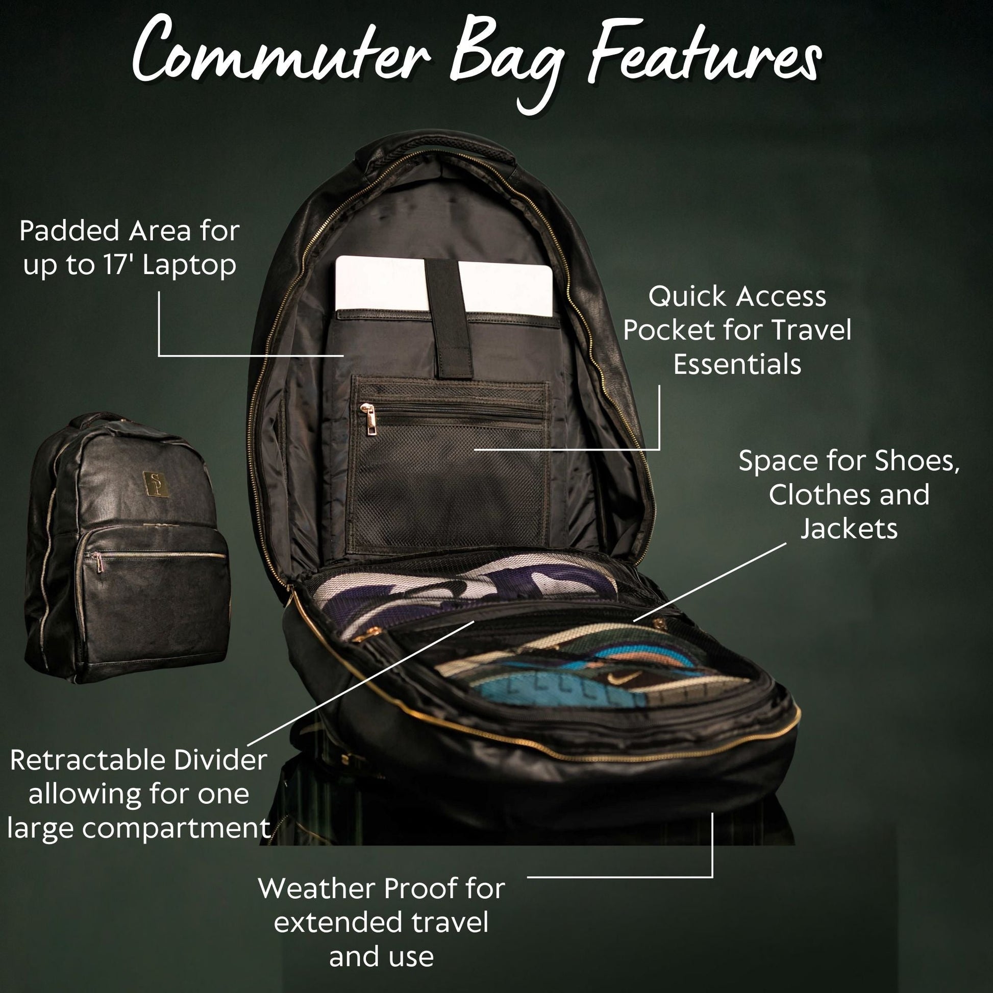 Black Leather Daily Commuter Bag XL - Lucid Soles