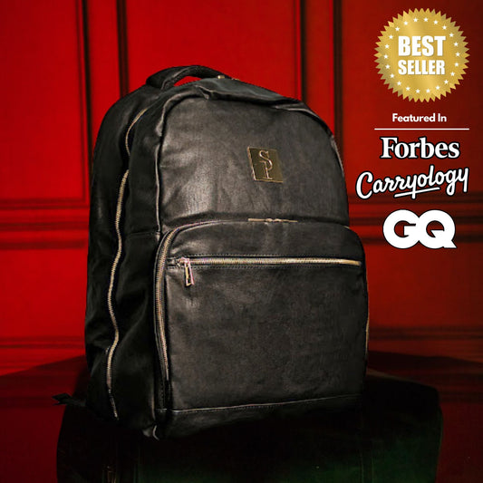 Black Leather Commuter Bag - Lucid Soles