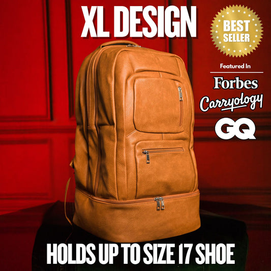 Brown Leather Patented Carry - on Bag (XL Design) - Lucid Soles