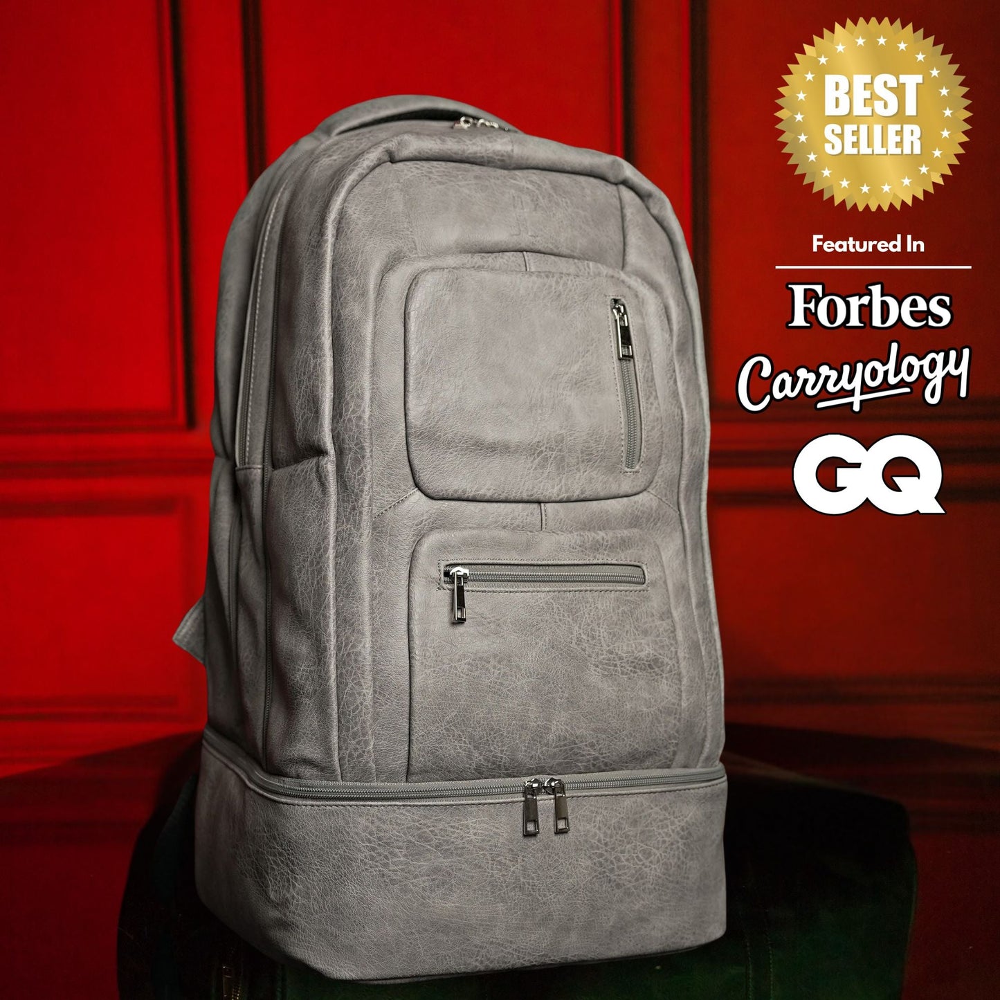 Grey Leather Carry - On Patented Backpack - Lucid Soles
