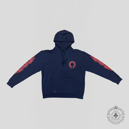 Chrome Hearts Horseshoe Logo Hoodie in Navy / Red - Lucid Soles
