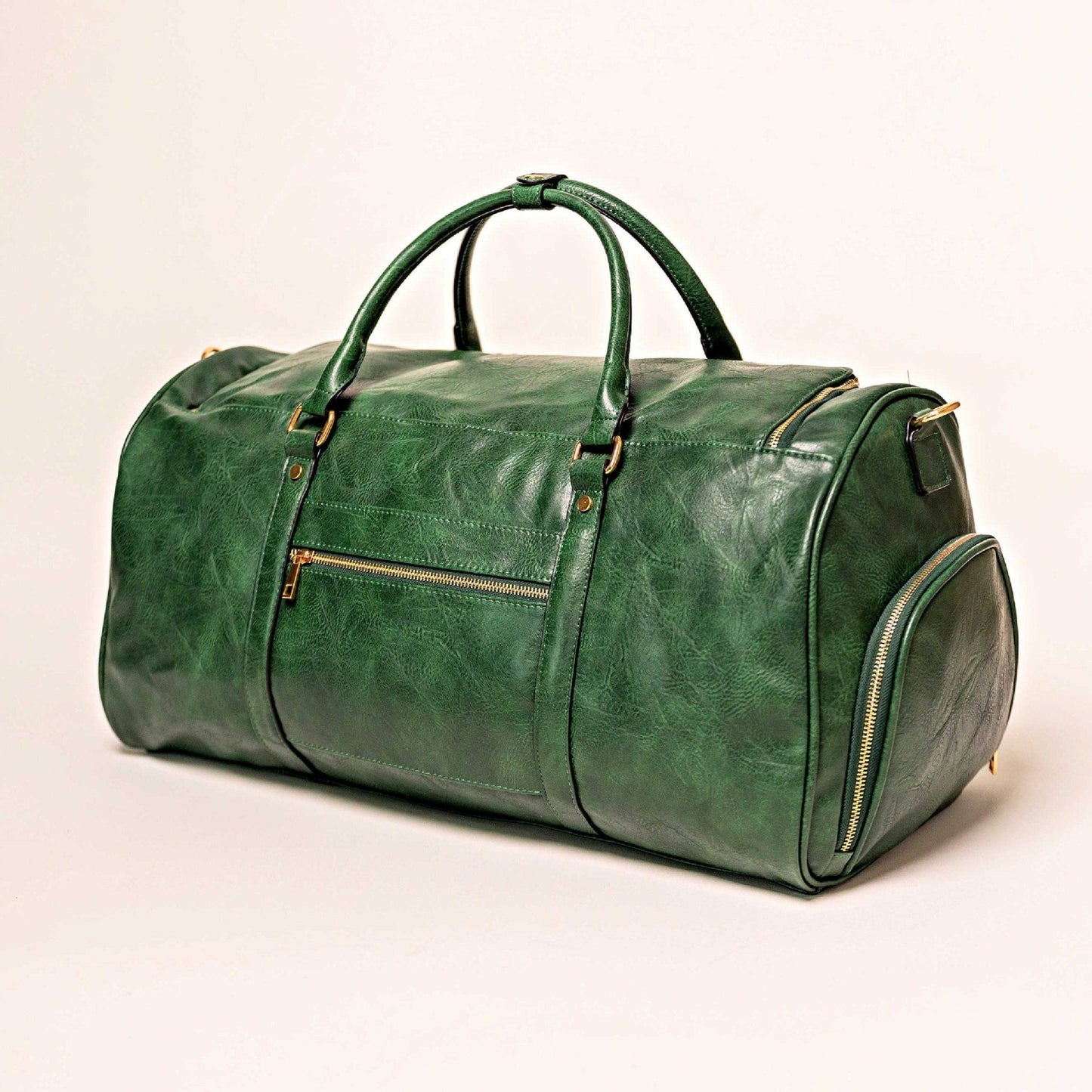 Emerald Green Leather Weekender Duffle Bag - Lucid Soles