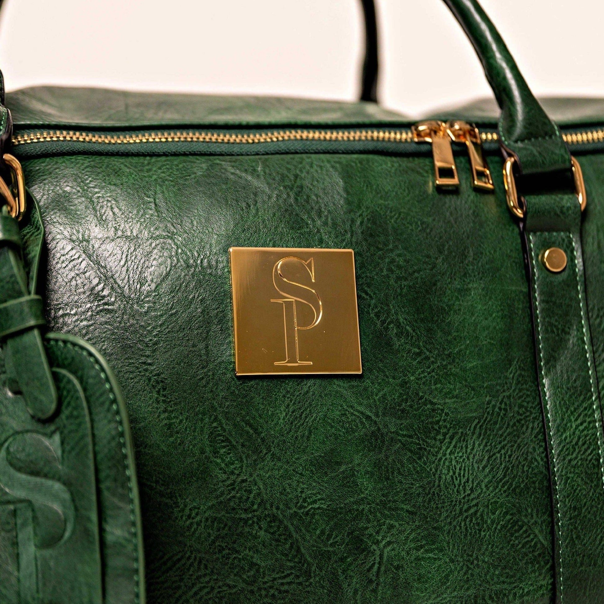 Emerald Green Leather Weekender Duffle Bag - Lucid Soles