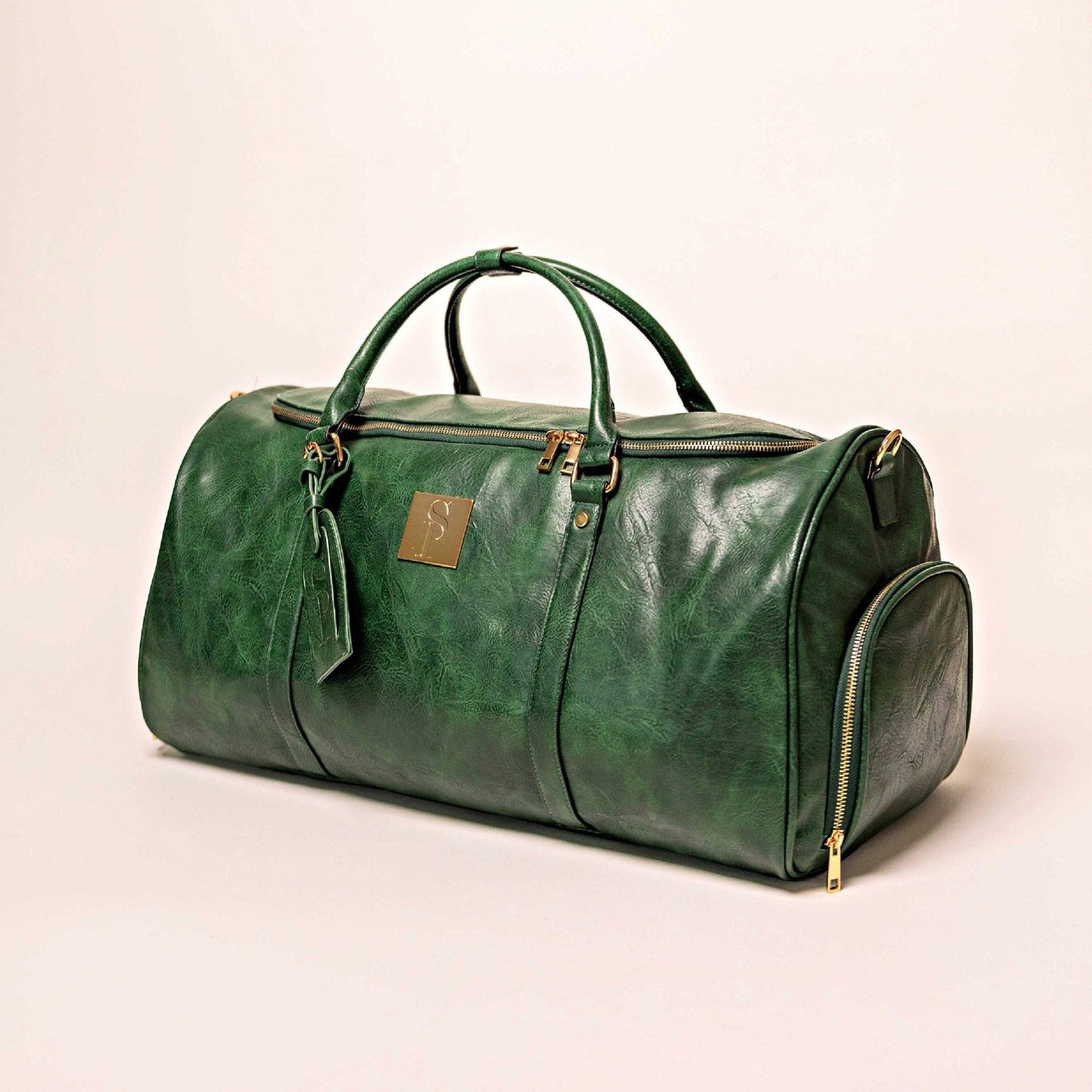 Emerald Green Leather Weekender Duffle Bag - Lucid Soles