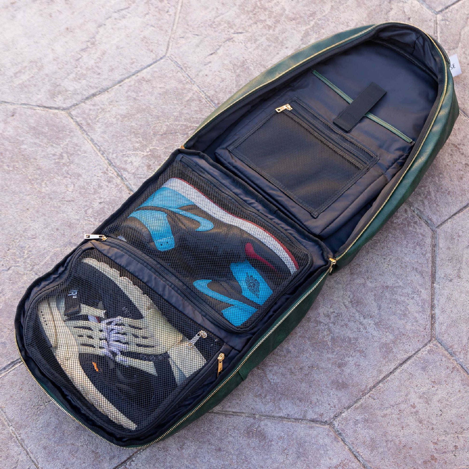 Emerald Green Leather Commuter Bag (XL Design) - Lucid Soles