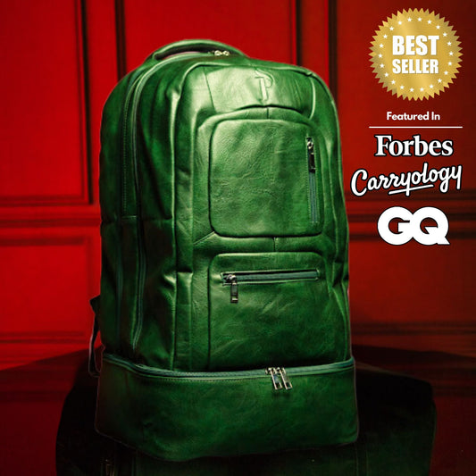 Emerald Green Leather Carry - On Patented Backpack - Lucid Soles