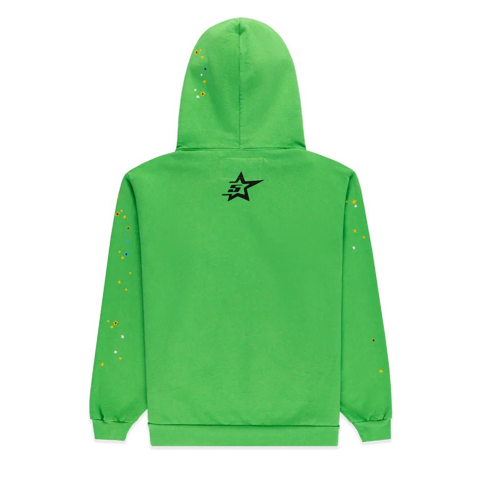 Sp5der Punk V2 Rhinestone Hoodie Bright Green - Lucid Soles
