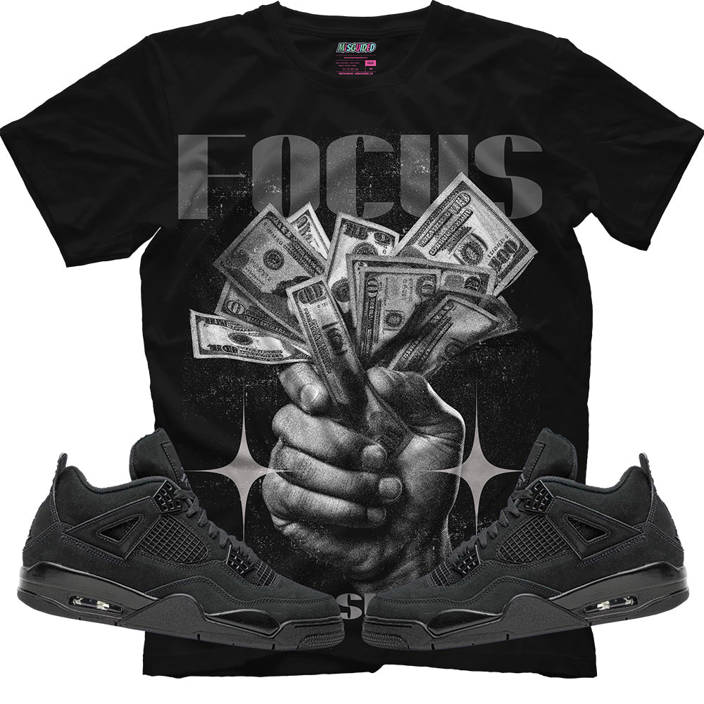 Focus Fuels Success (Air Jordan 4 Black Cat) T-Shirt - Lucid Soles