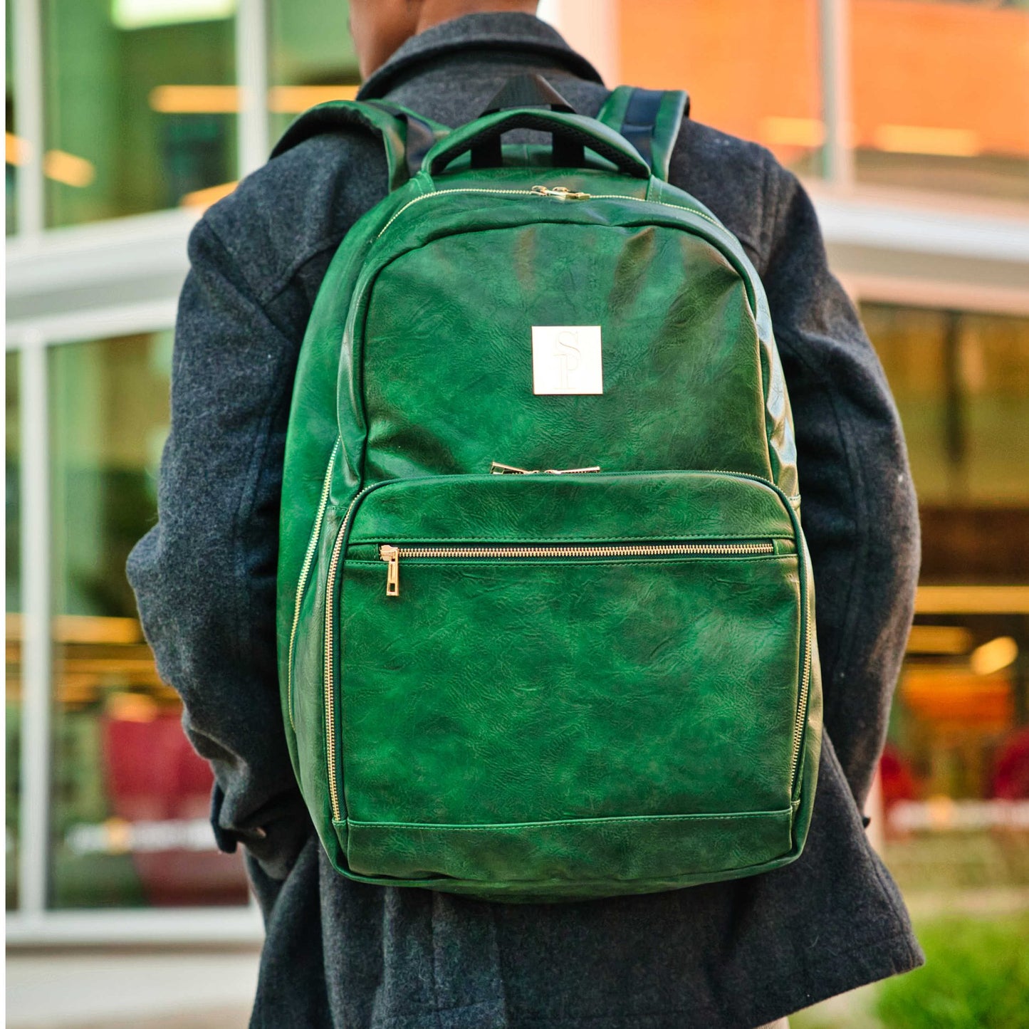 Emerald Green Leather 2 Bag Set (Commuter Backpack and Duffle) - Lucid Soles