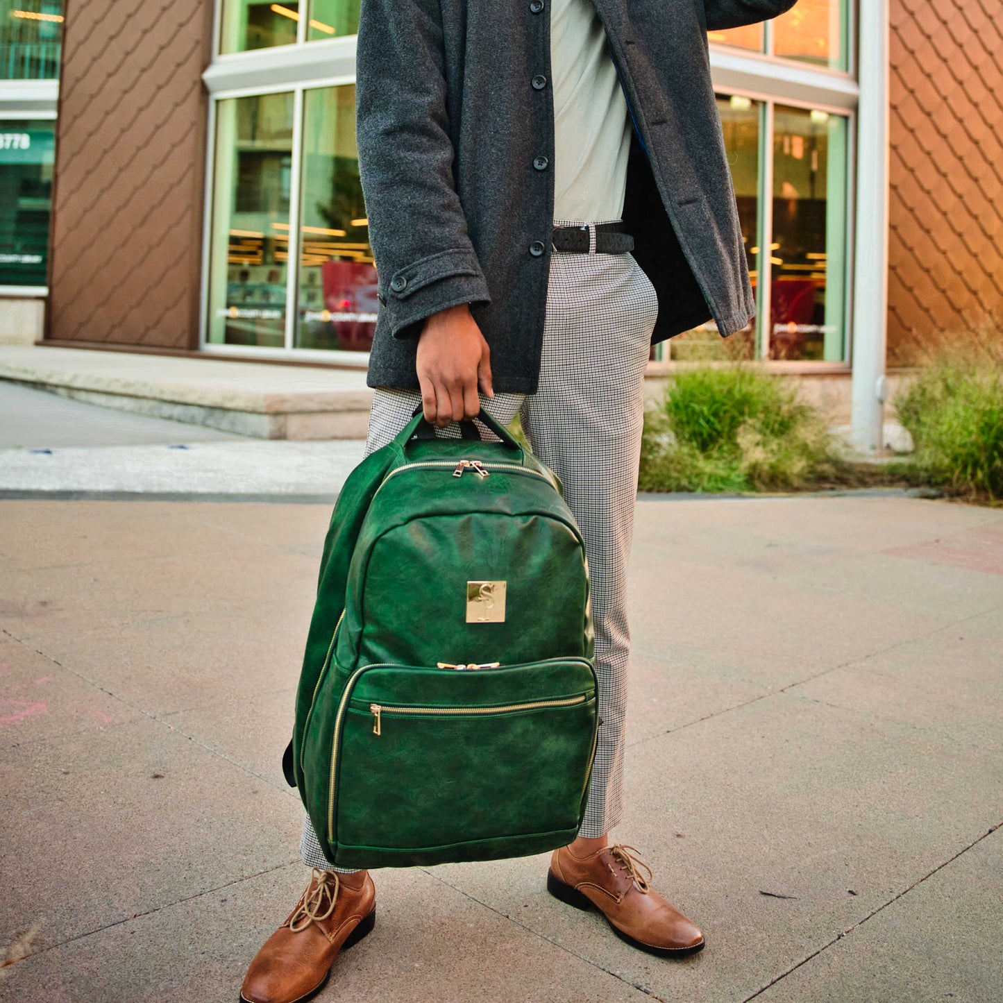 Emerald Green Leather 2 Bag Set (Commuter Backpack and Duffle) - Lucid Soles