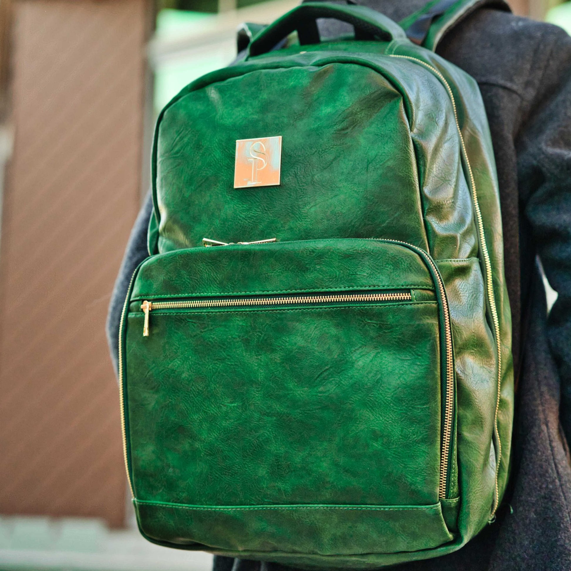 Emerald Green Leather Commuter Bag (XL Design) - Lucid Soles