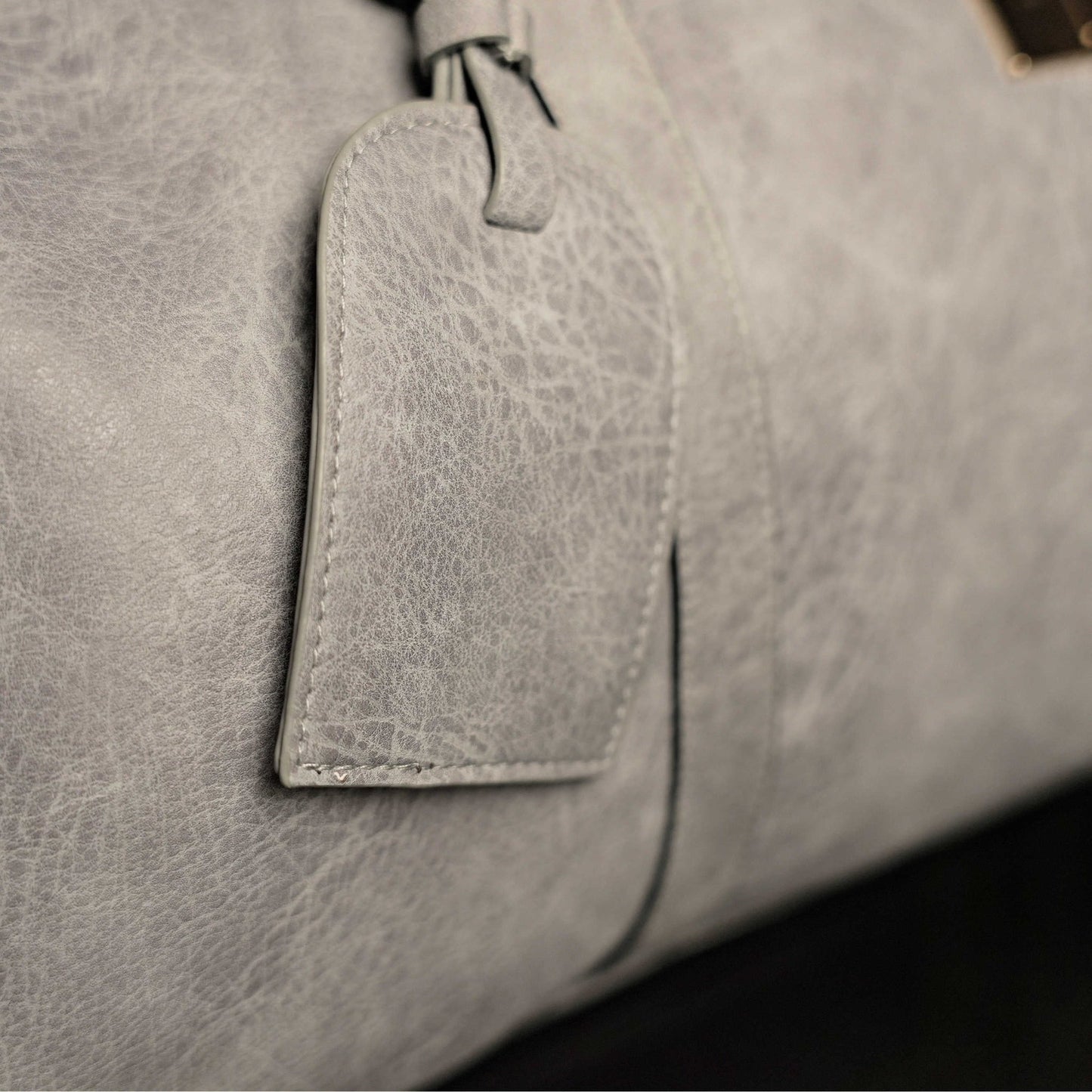 Grey Tumbled Leather Weekender Duffle Bag - Lucid Soles