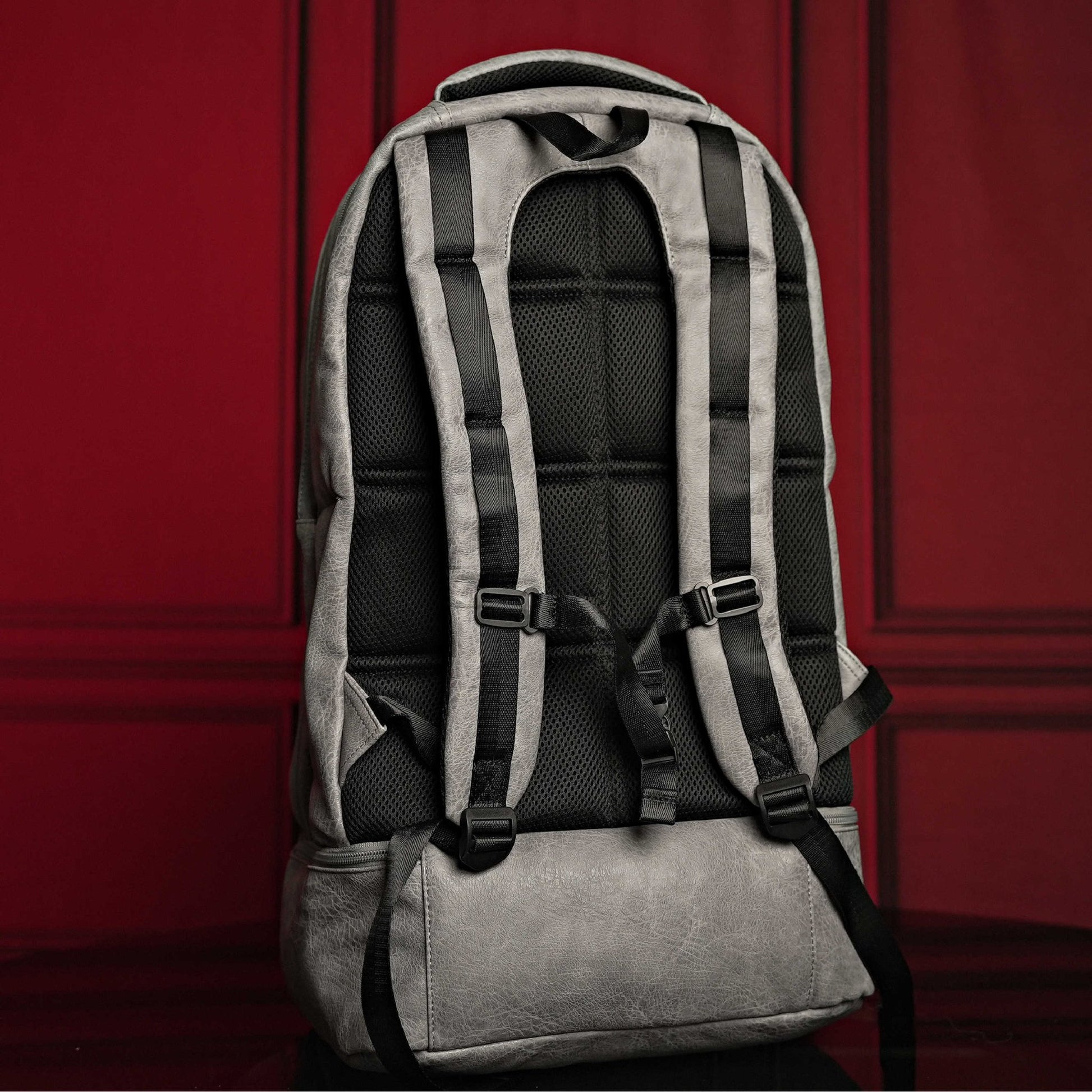 Grey Leather Carry - On Patented Backpack - Lucid Soles