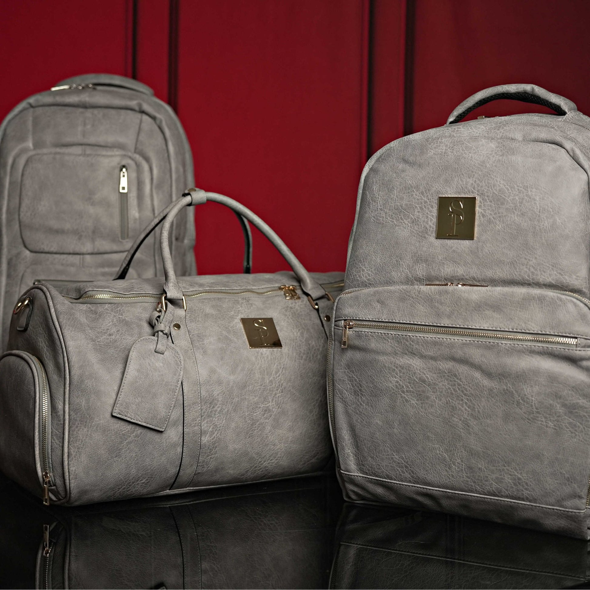 Grey Tumbled Luciano Leather 3 Bag Set - Lucid Soles