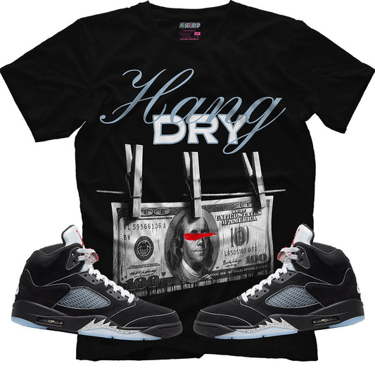 Hang Dry (Air Jordan 5 Black Metallic Reimagined) T-Shirt - Lucid Soles