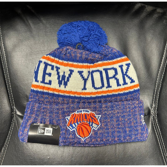 New York Knicks Striped New Era Beanie (Blue) - Lucid Soles