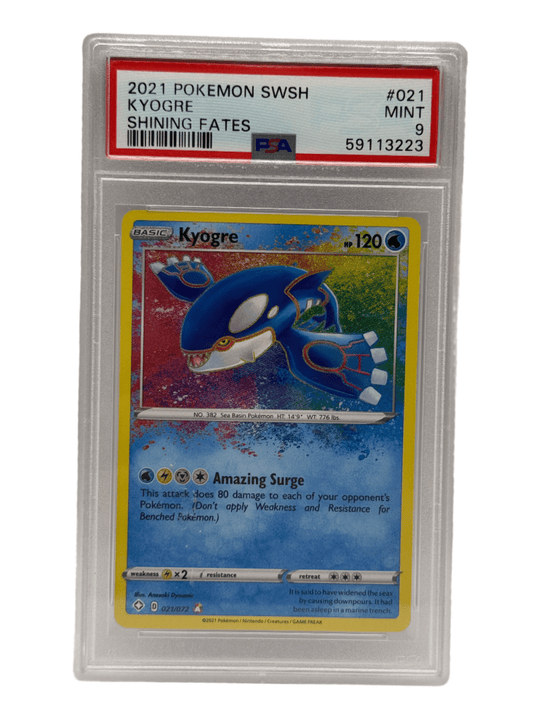 2021 Pokémon Shining Fates Kyogre Amazing Rare 021/072 PSA 9 MINT (SWSH) - Lucid Soles
