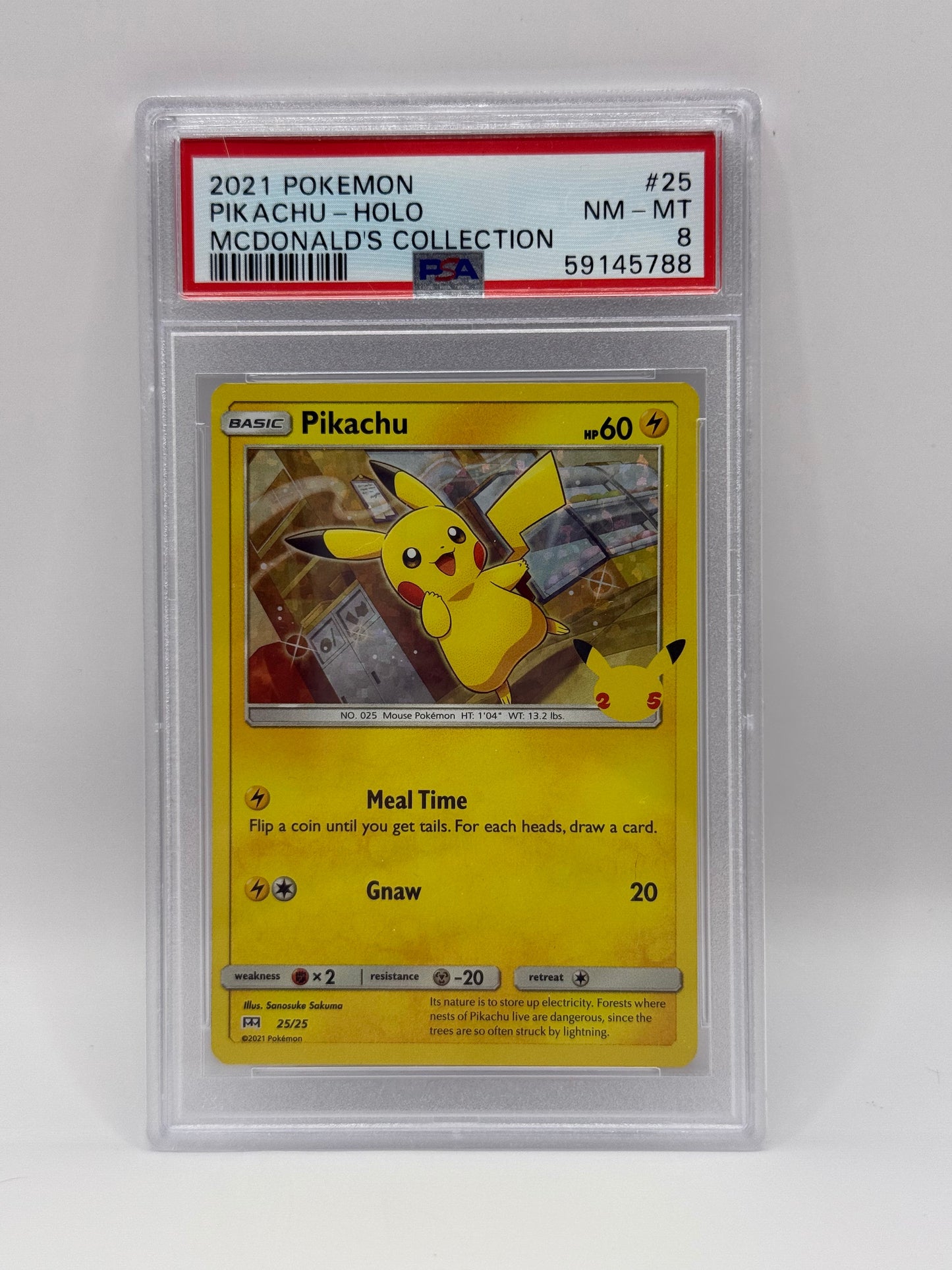 2021 Pokémon McDonald's Collection Pikachu Holo 25/25 PSA 8 NEAR MINT - MINT
