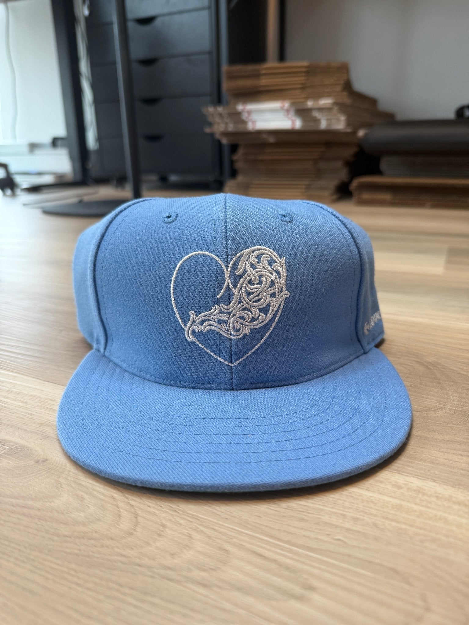 Chrome Hearts Baseball Fitted Hat Blue Viny Heart - Size 7 1/4 - Lucid Soles