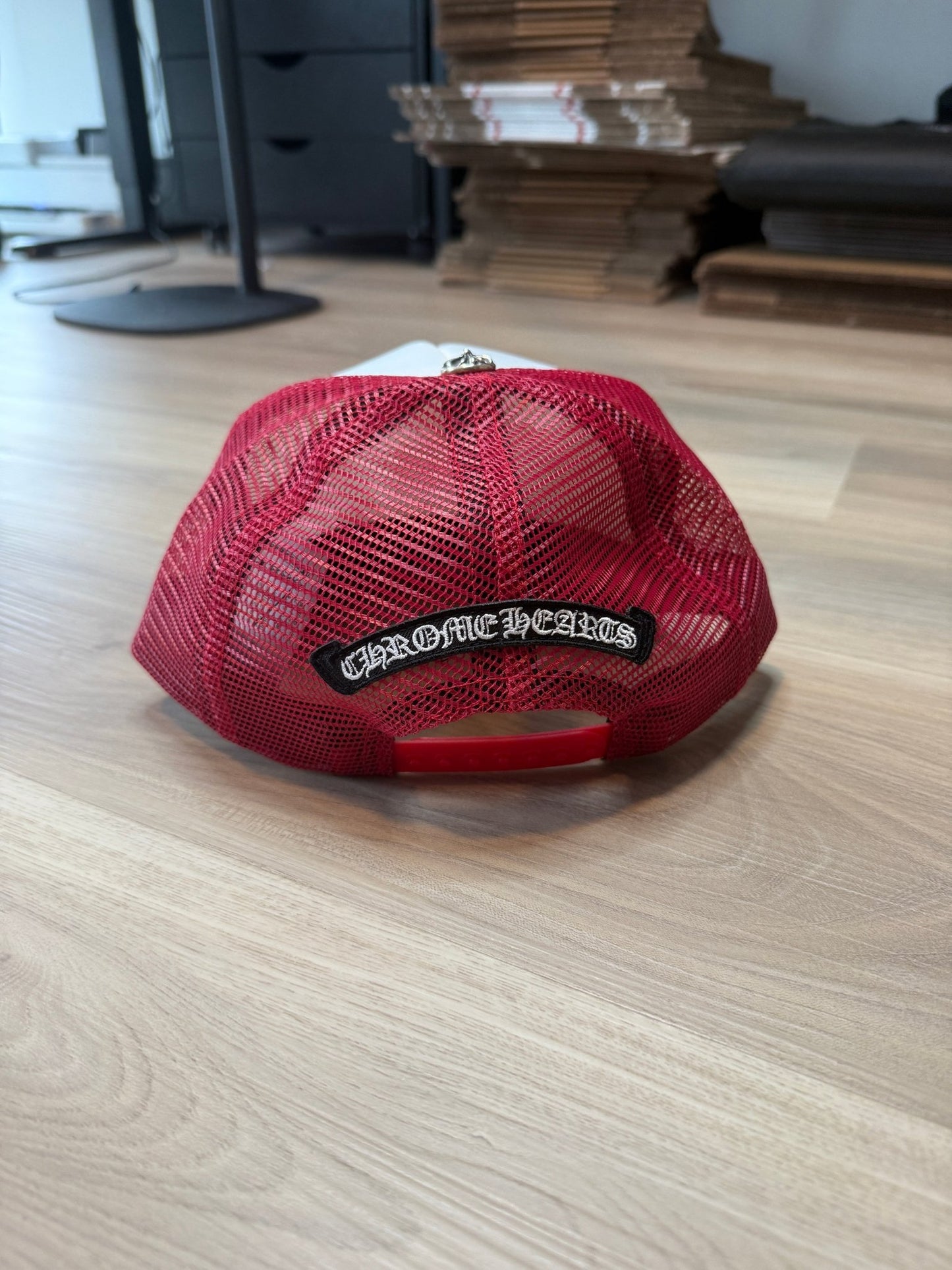 Chrome Hearts King Taco Cross Trucker Hat Red - Lucid Soles