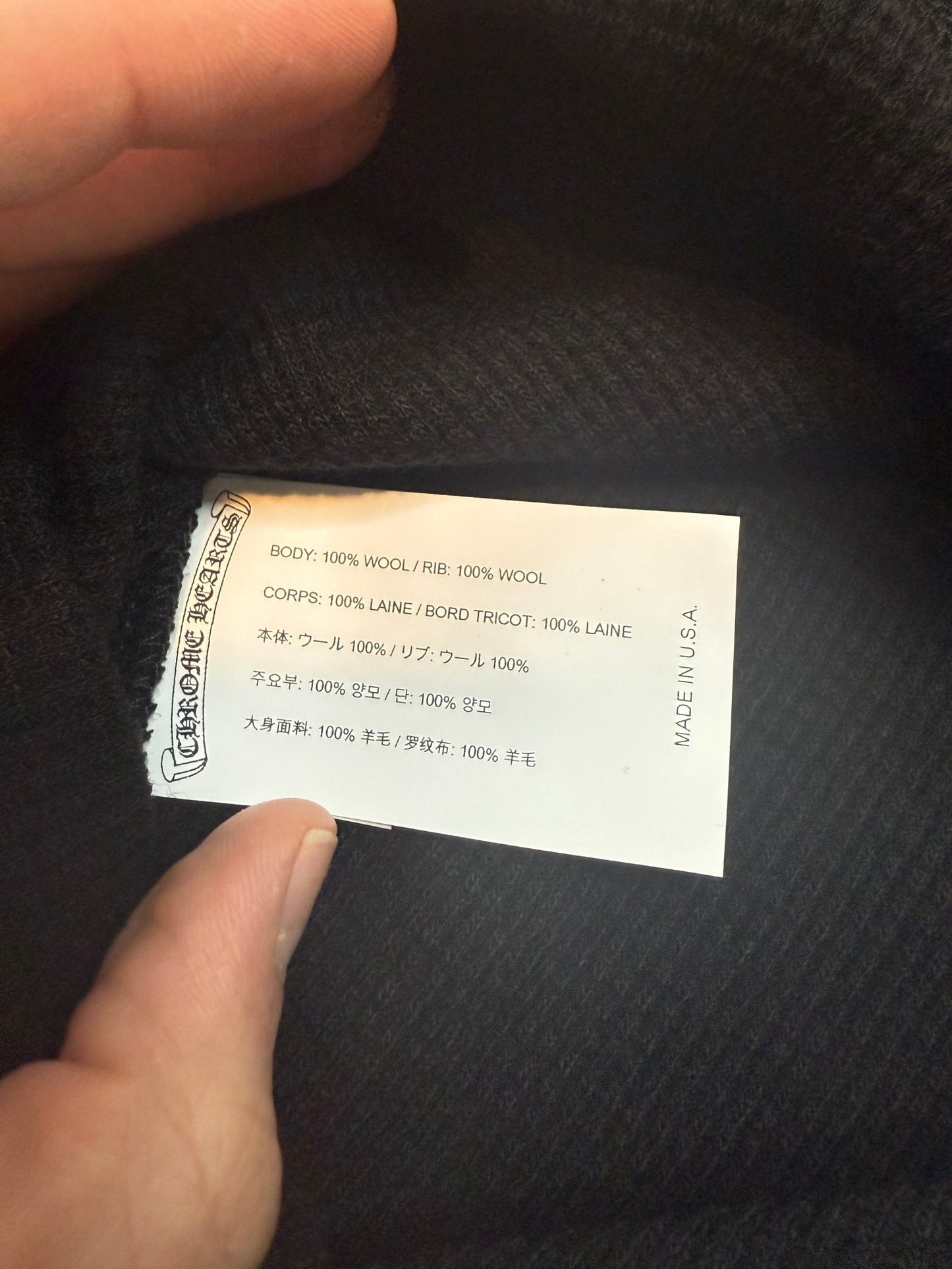 Chrome Hearts Wool Embroidered L/S Thermal Crewneck Black - Lucid Soles