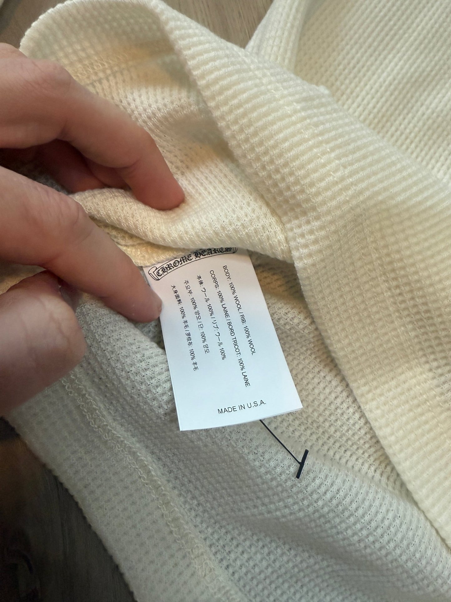 Chrome Hearts Wool Embroidered L/S Thermal Crewneck White - Lucid Soles