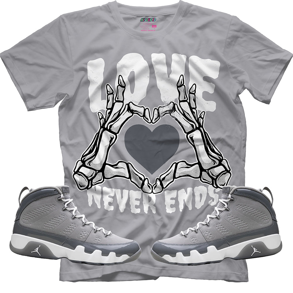 Love Never Ends (Air Jordan 9 Cool Grey) T-Shirt - Lucid Soles
