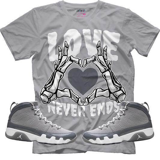 Love Never Ends (Air Jordan 9 Cool Grey) T-Shirt - Lucid Soles