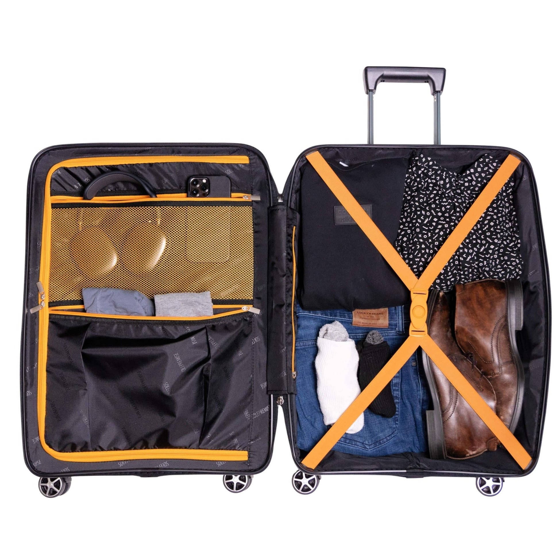 24 - inch Black Hardcase Roller Luggage with 360° Wheels & TSA Lock - Lucid Soles